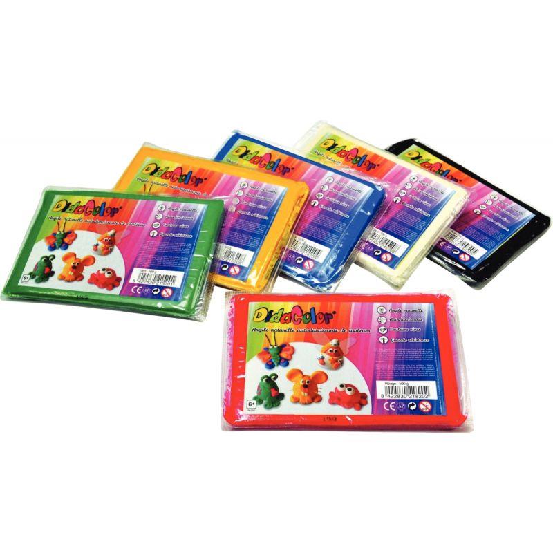 Image de  Lot de 6 pains de 500 g d''argile DIDACOLOR couleurs vives assorties 