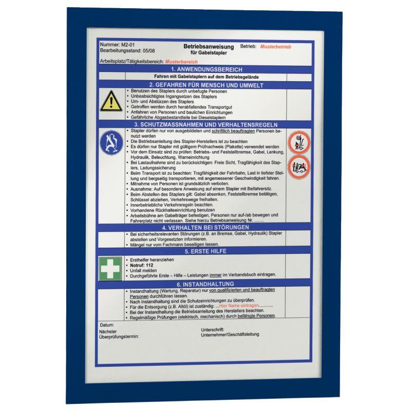 Image de  Sachet de 2 cadres d''affichage A4 adhésif repositionnable avec contour magnétique bleu 