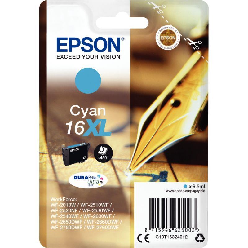 Image de  Epson STYLO PLUME / 16XL cartouche jet d''encre cyan haute capacité authentique (T163240) 