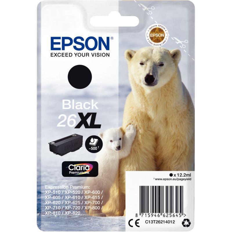 Image de  Epson OURS POLAIRE / 26XL cartouche jet d''encre noire haute capacité authentique (T262140) 