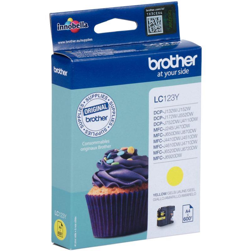 Image de  Brother CUPCAKE cartouche jet d''encre jaune authentique (LC123Y) 