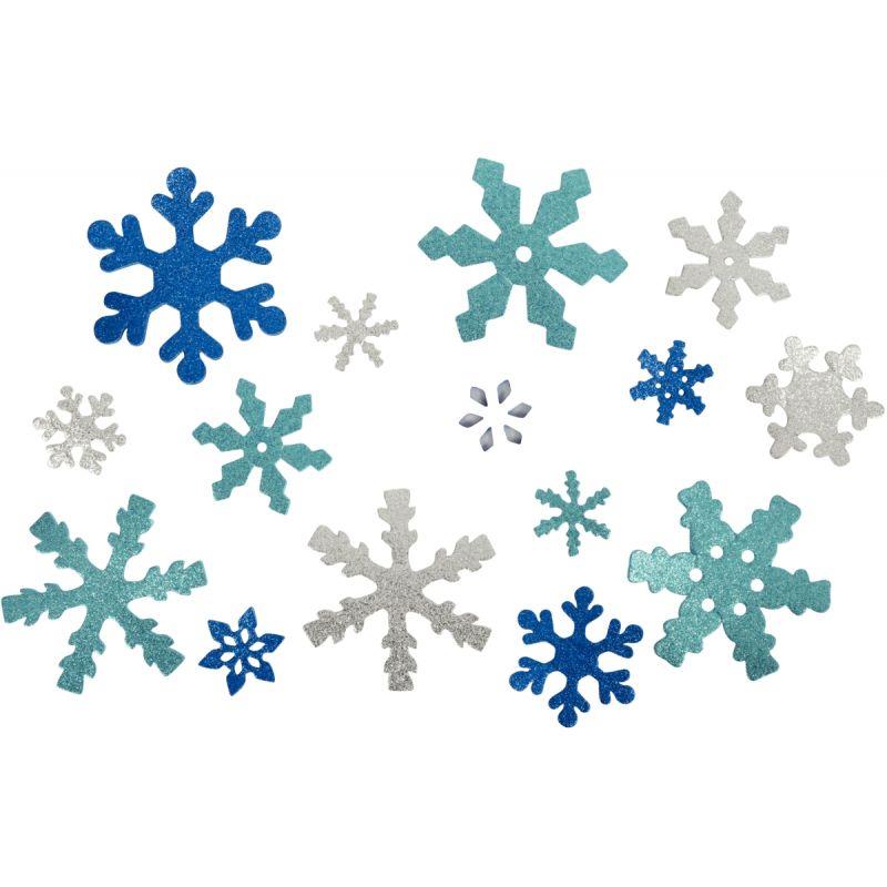 Image de  Lot de 240 flocons de neige en mousse de caoutchouc pailletée 