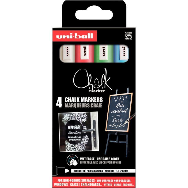 Image de  Boîte de 4 marqueurs craies Chalk blanc / fluos 