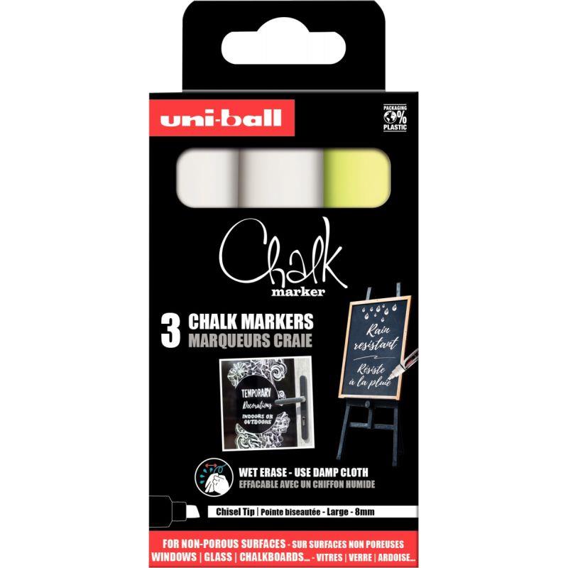 Image de  Pochette de 3 marqueurs craies Chalk 2 blancs + jaune fluo 