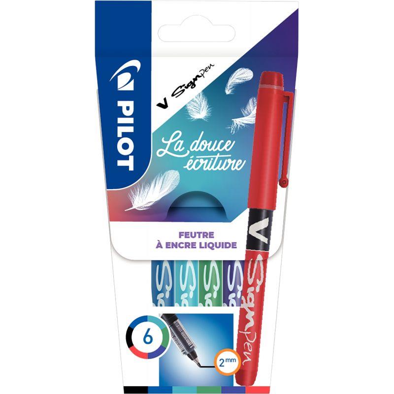 Image de  Pochette de 6 feutres V-Sign Pen assortis 