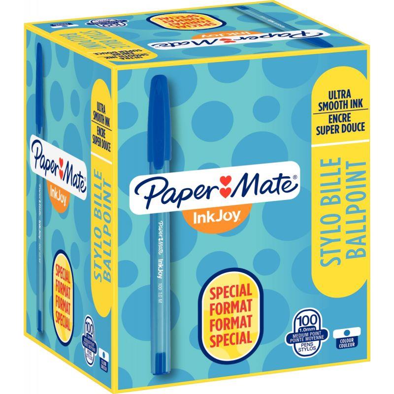 Image de  Boîte de 100 stylos bille Inkjoy bleus dont 20 gratuits 