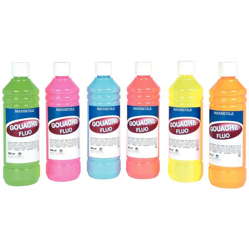 Image de  Carton de 6 Flacons 500ml de gouache concentrée Fluorescente 