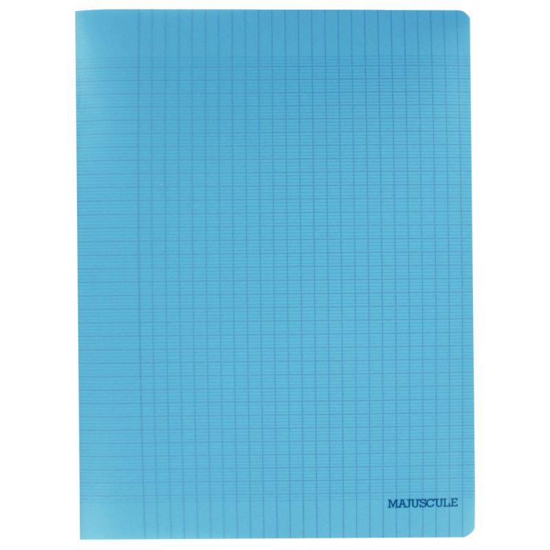 Image de  Piqûre 48 pages MAJUSCULE, format 24x32 cm, papier blanc 90g, seyès, couverture polypropylène bleu 