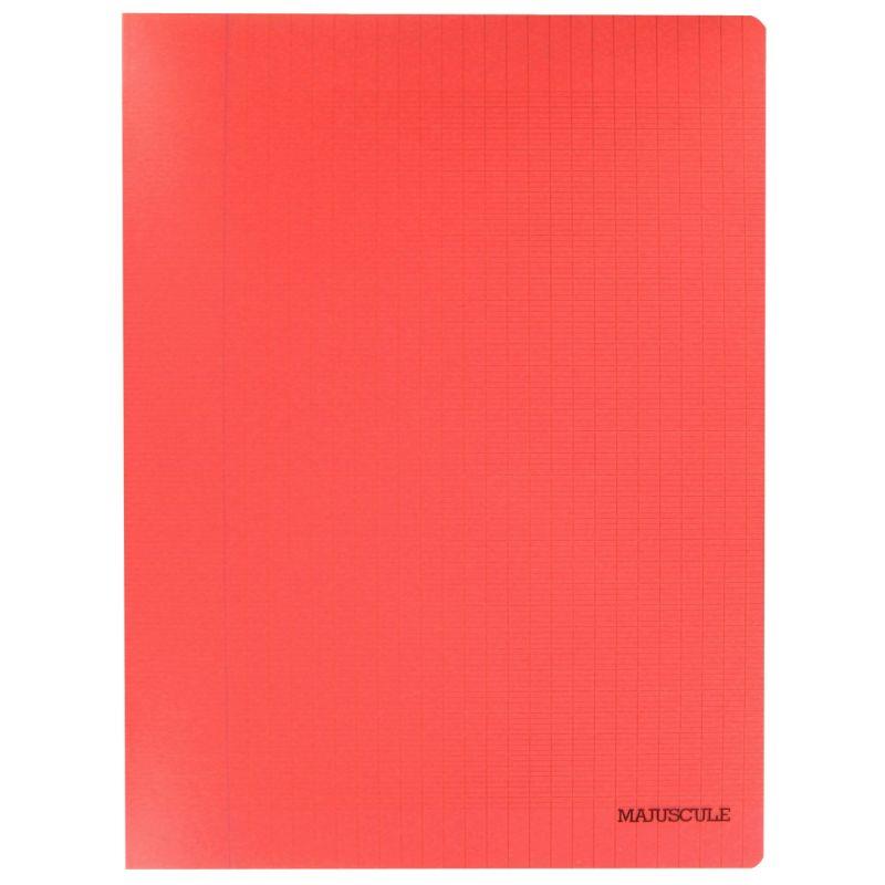 Image de  Piqûre 48 pages MAJUSCULE, format 24x32 cm, papier blanc 90g, seyès, couverture polypropylène rouge 