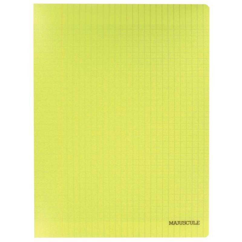 Image de  Piqûre 48 pages MAJUSCULE, format 24x32 cm, papier blanc 90g, seyès, couverture polypropylène jaune 