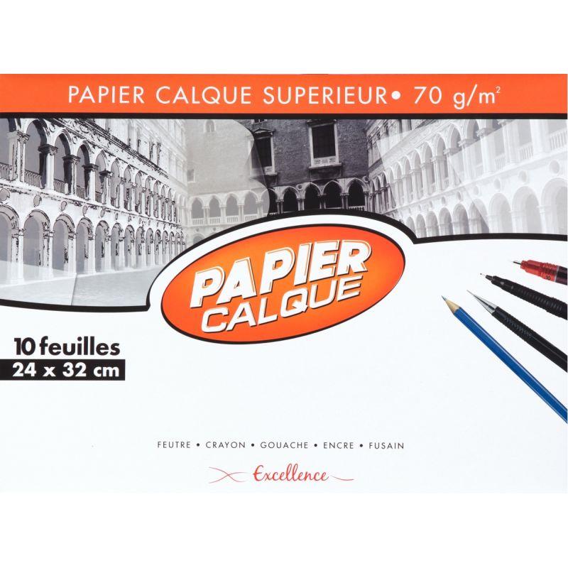Image de  Paquet de 10 feuilles de papier calque 24x32cm 70g 