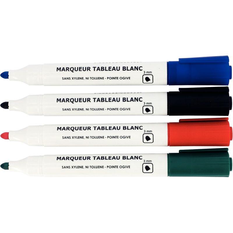 Image de  Pochette de 4 marqueurs tableaux blancs Like pointe ogive assortis 