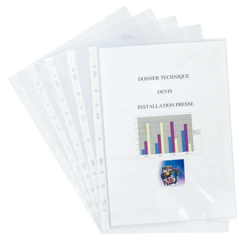 Image de  Boîte de 100 pochettes perforées en polypropylène lisse 12/100ème 