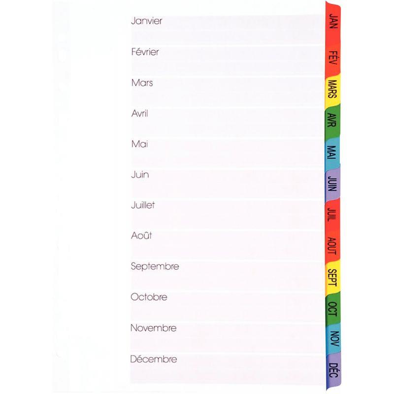 Image de  Jeu de 12 intercalaires mensuels en carte Mylar, format A4+ 
