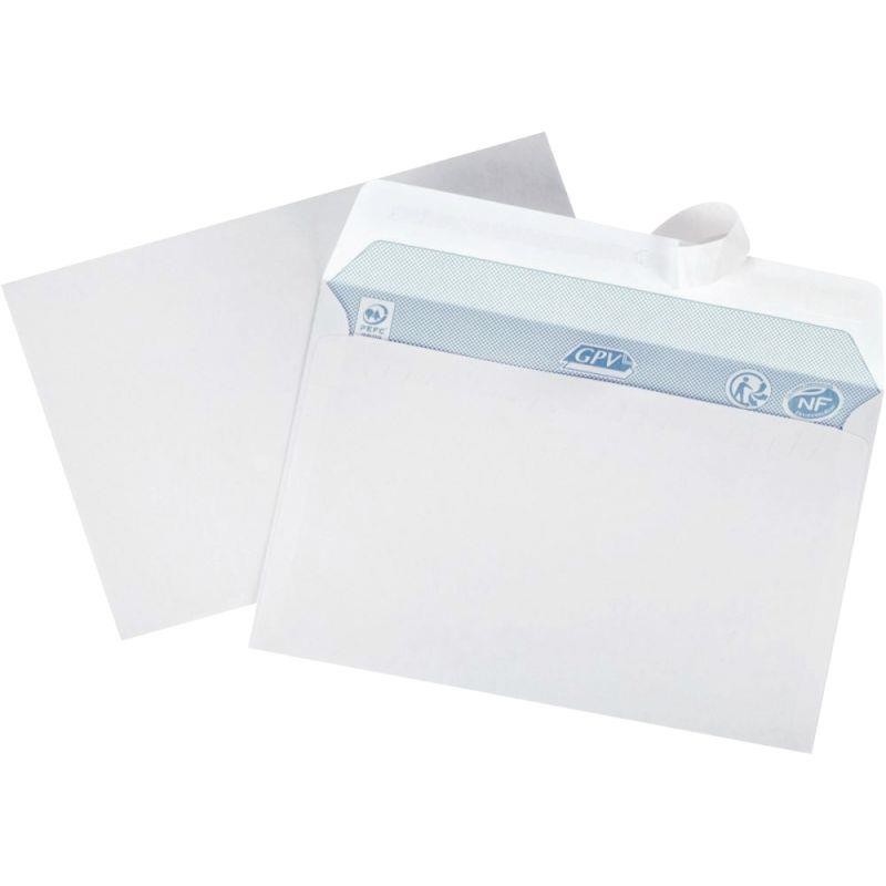 Image de  Boite de 500 enveloppes blanches 114x162mm 80g bande siliconée 