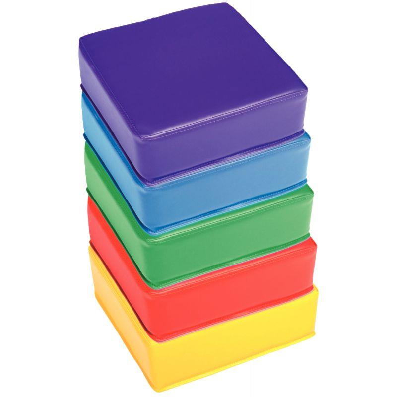 Image de  Set 5 poufs carrés 30x30x10cm assortis 