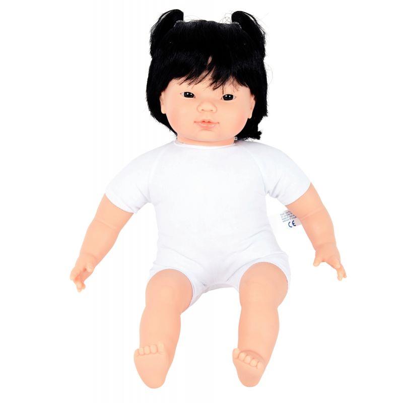 Image de  Poupon fille asiatique avec cheveux corps tissu 40 cm 