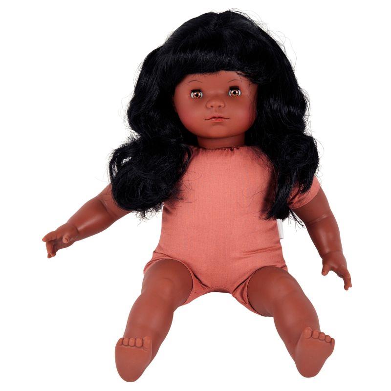 Image de  Poupon fille africaine avec cheveux corps tissu 40 cm 