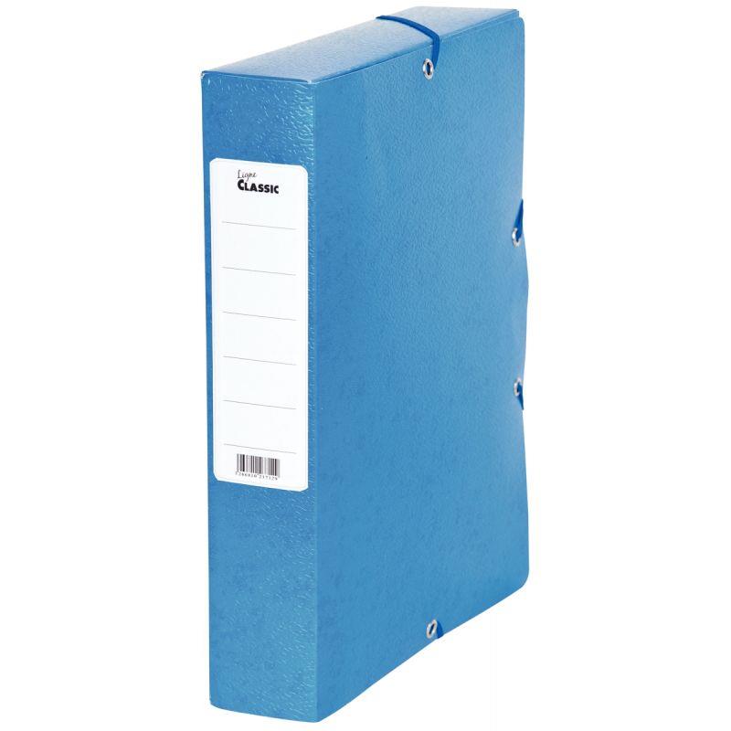 Image de  Boîte de classement en carte grainée dos 6 cm, bleu 