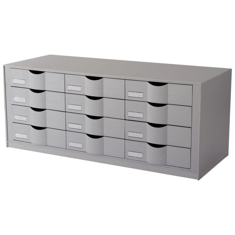 Image de  Bloc 12 tiroirs 857x329x342mm gris 