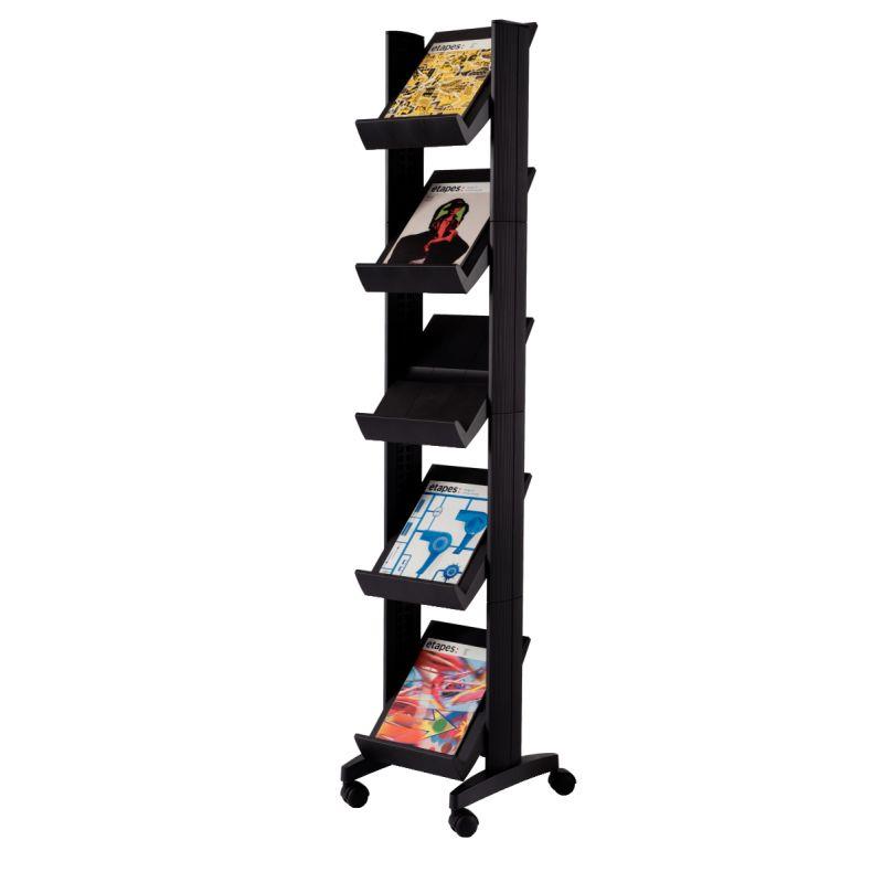 Image de  Présentoir mobile universel compact 5 tablettes noir 