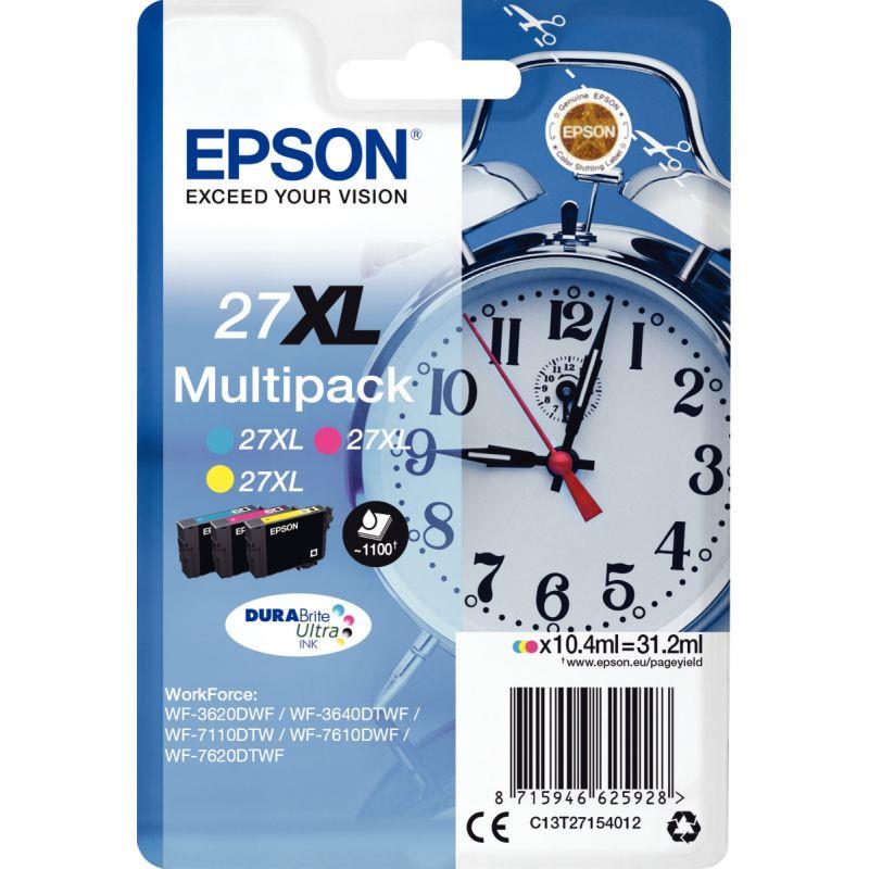 Image de  Epson RÉVEIL / 27XL lot 3 cartouches encre cyan, magenta, jaune haute capacité authentique T271540 