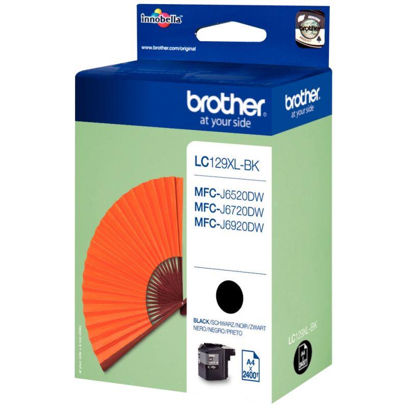Image de  Brother ÉVENTAIL cartouche jet d''encre noire très haute capacité authentique (LC129XLBK) 