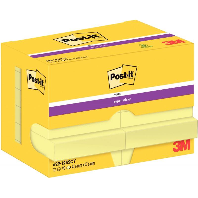 Image de  Lot de 12 blocs notes de 90 feuilles Super Sticky post-it, 476 x 476 mm, couleur jaune 
