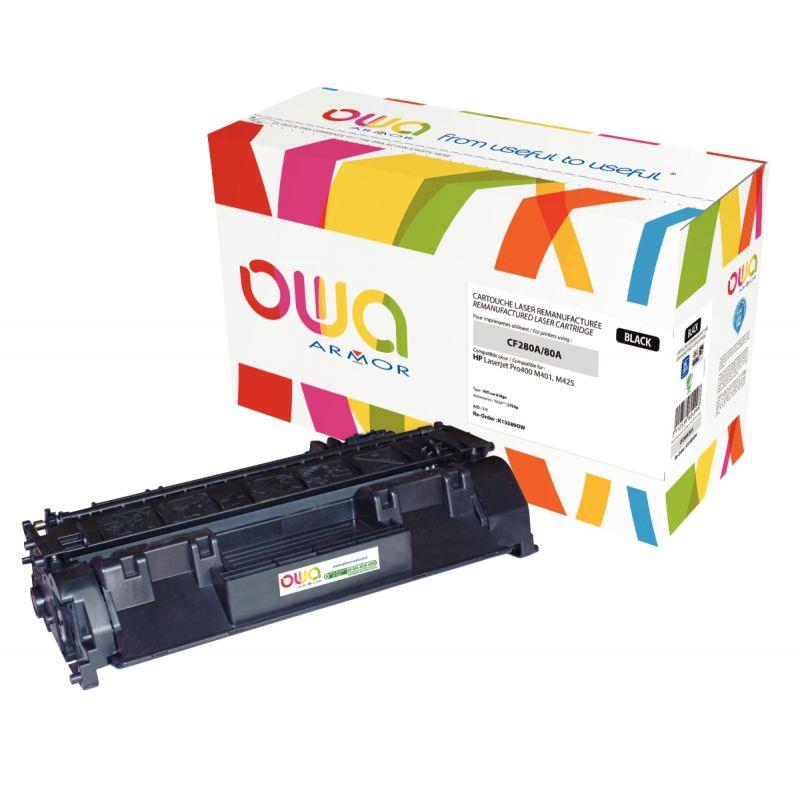 Image de  OWA cartouche laser noire remanufacturée compatible HP 80A (CF280A) 