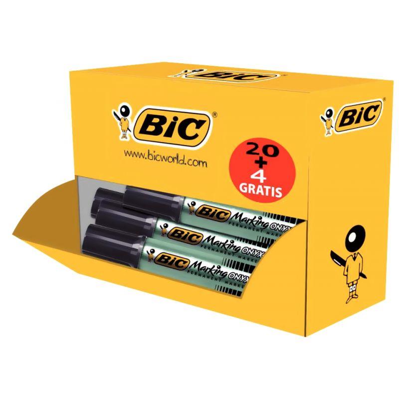 Image de  Pack de 24 marqueurs permanents 1481 pointe biseautée noirs dont 4 gratuits 