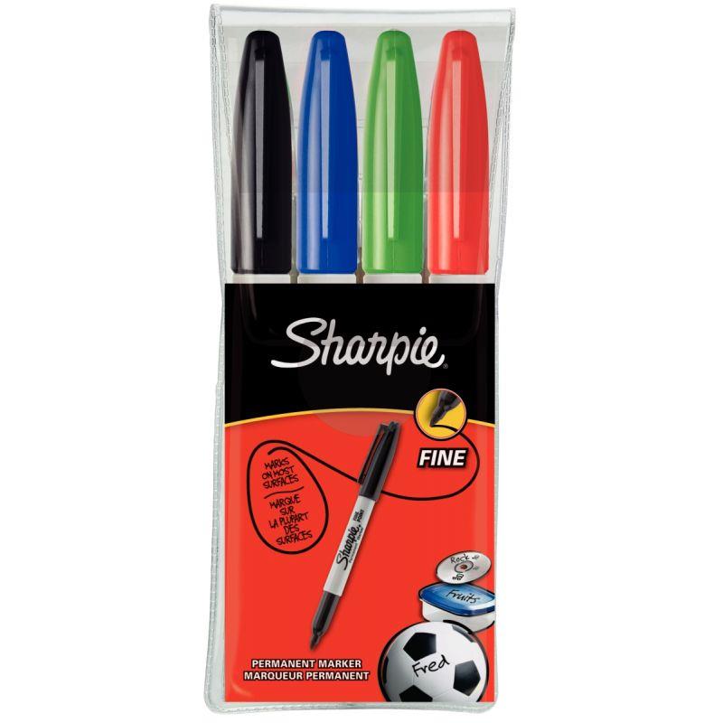 Image de  Pochette de 4 marqueurs Sharpie ogive pointe fine assortis 