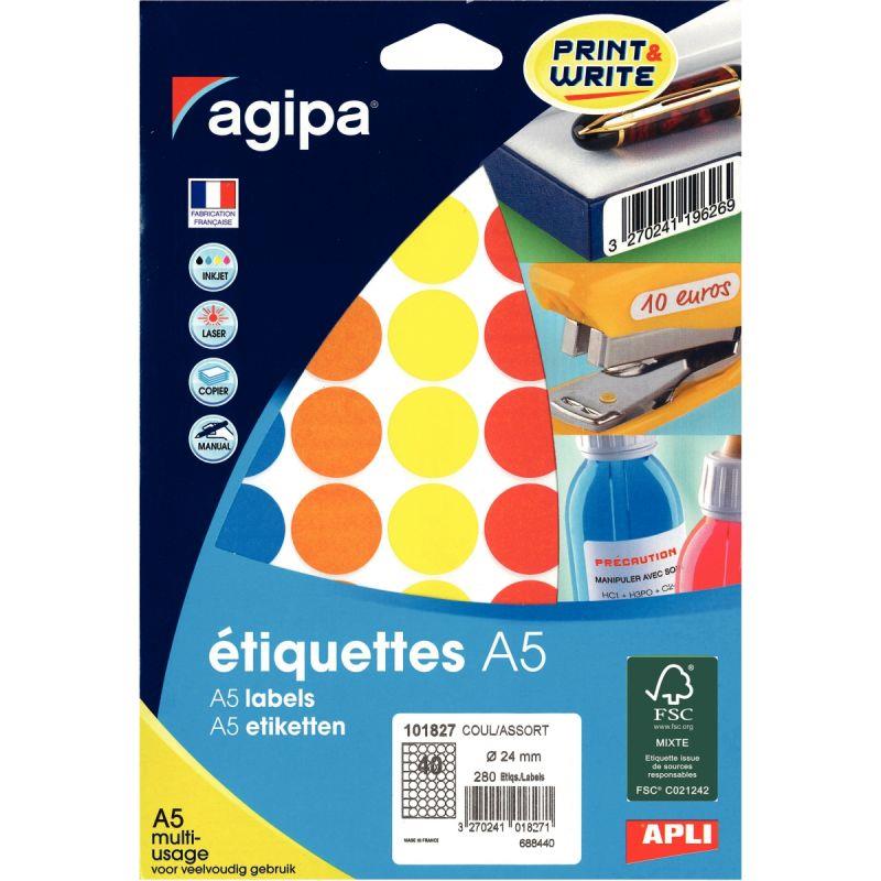 Image de  Etui de 280 pastilles de couleur diamètre 24mm coloris assortis 