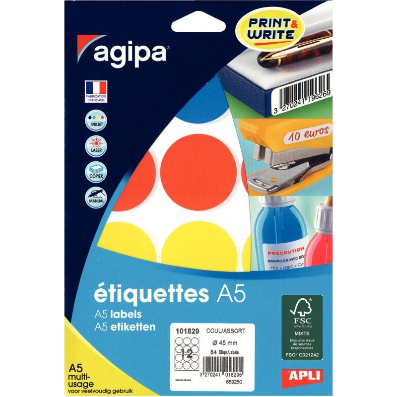 Image de  Etui de 84 pastilles de couleur diamètre 45mm coloris assortis 