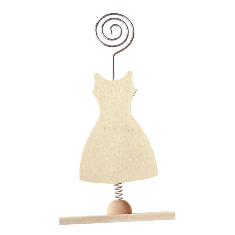 Image de  Lot de 6 porte-photos en bois forme robe 