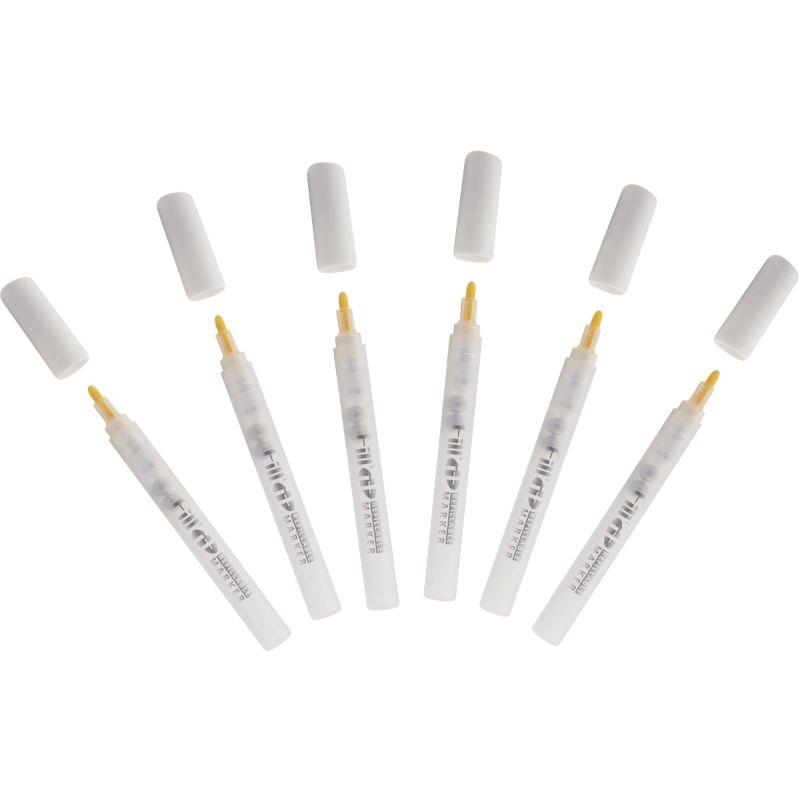 Image de  Lot de 6 marqueurs vides rechargeables pour encres et peintures liquides pointe ogive 4 mm 