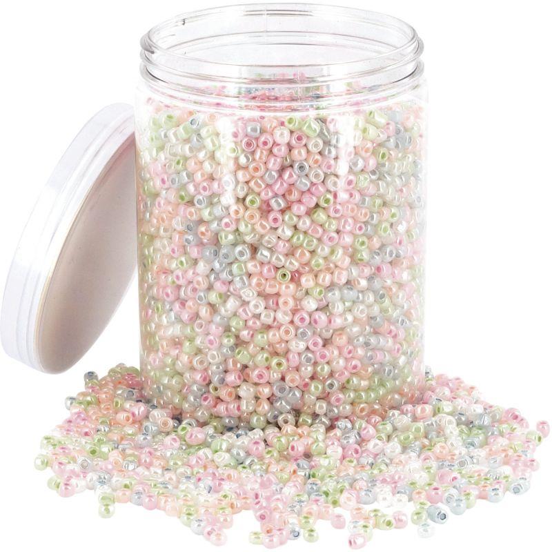 Image de  Bocal de 500 grammes de perles rocailles nacreés 