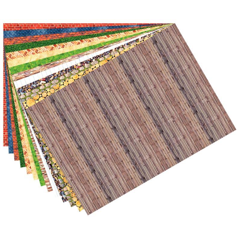 Image de  Paquet de 13 feuilles de papier motif structures assorties format 50 x 70 cm 