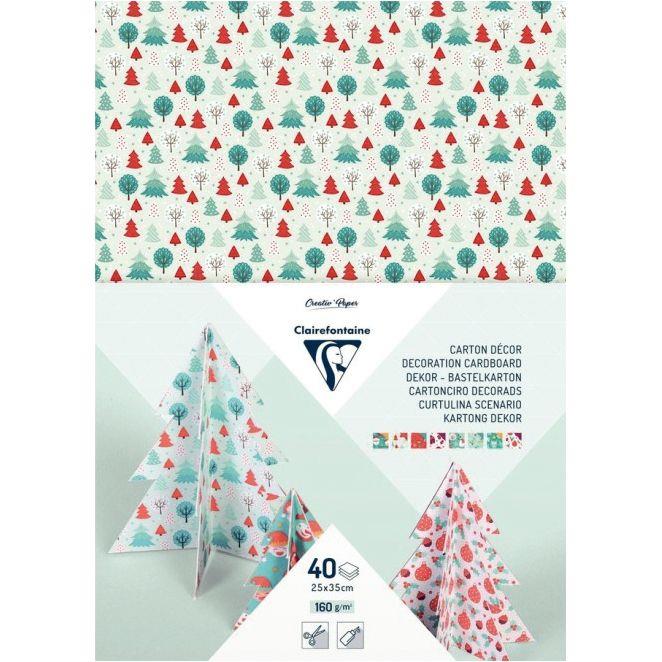 Image de  Paquet de 40 feuilles carton décoration assorties format 25 x 35 cm thème Noël 