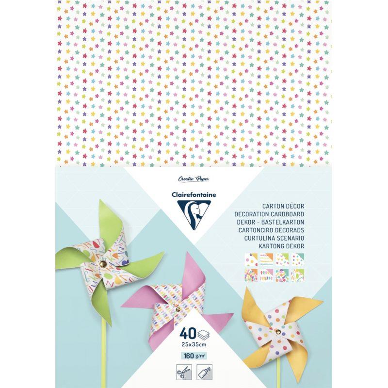 Image de  Paquet de 40 feuilles carton décoration assorties format 25 x 35 cm 