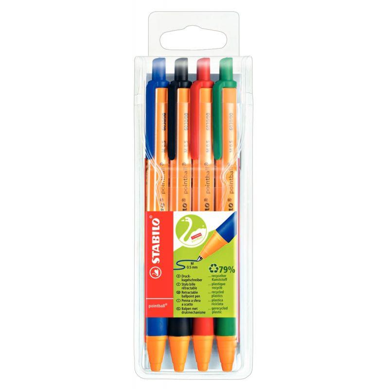 Image de  Pochette de 4 stylos bille Pointball assortis 