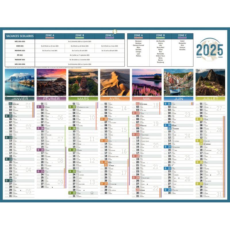 Image de  Calendrier semestriel 7 mois par face Planète 32x42cm 