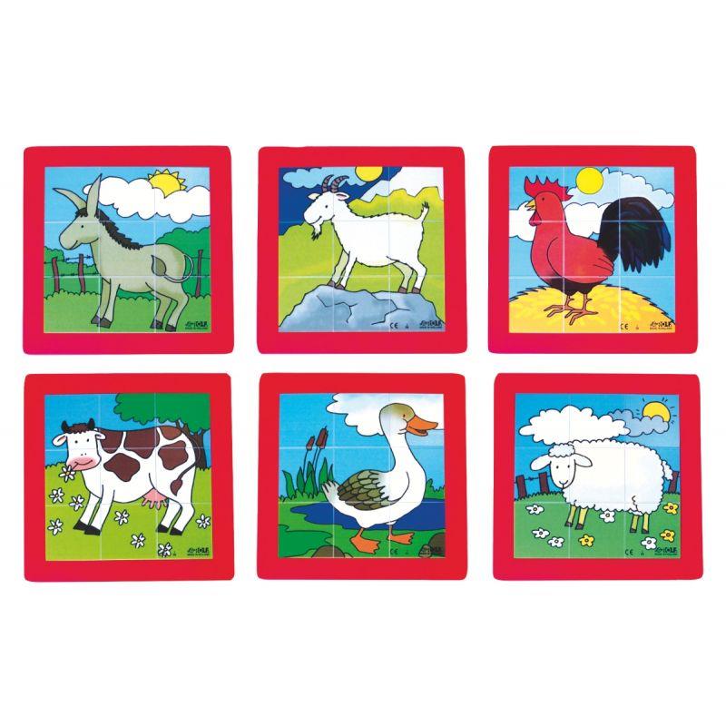 Image de  Lot de 6 puzzles en plastique de 9 pièces, les animaux de la ferme 