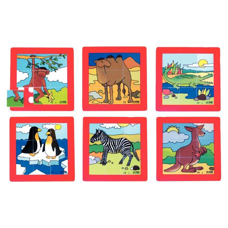 Image de  Lot de 6 puzzles en plastique de 9 pièces, les animaux du zoo 