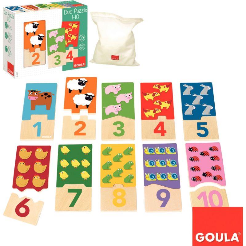 Image de  Boite de 10 puzzles duo en bois, de 1 à 10 