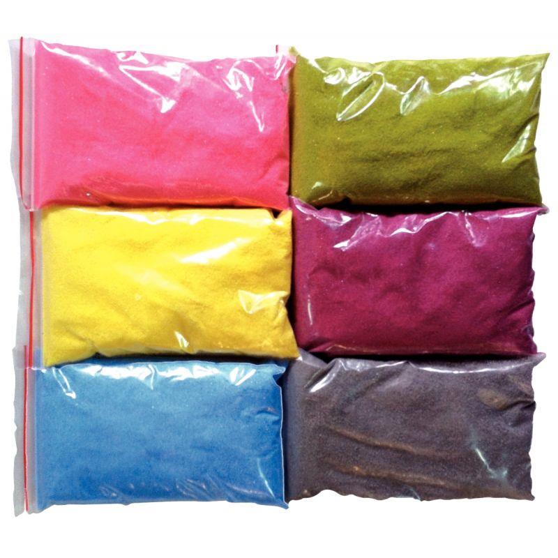 Image de  Lot de 6 sacs de 500 grammes de sable coloré pastel + 6 salières vides 