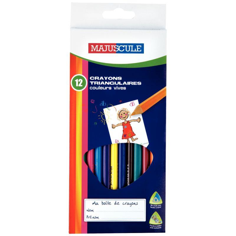 Image de  Pochette de 12 crayons de couleur Majuscule triangulaires assortis 