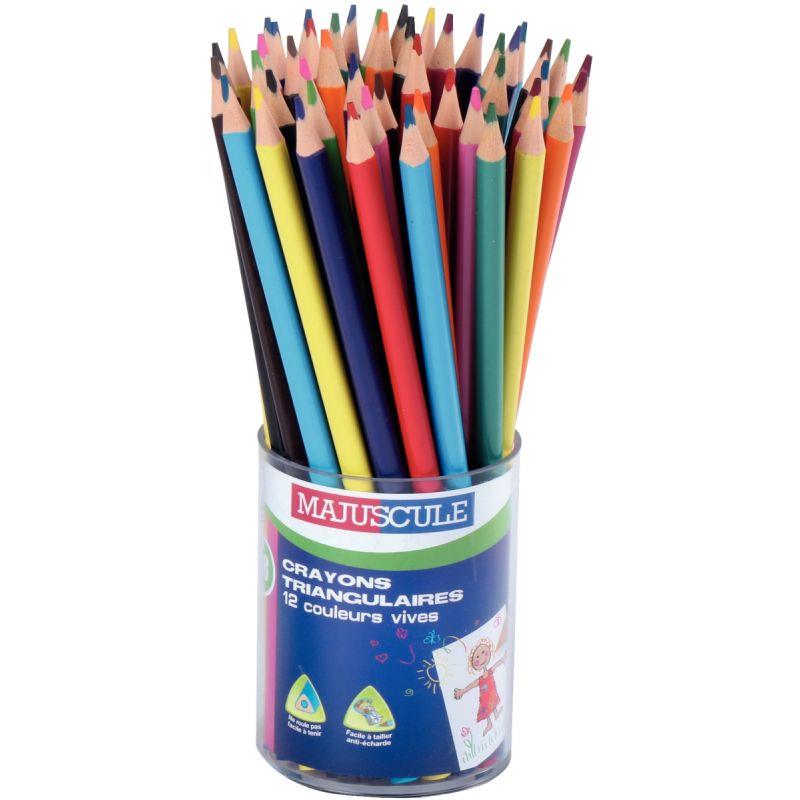 Image de  Pot de 48 crayons de couleur Majuscule triangulaires assortis 