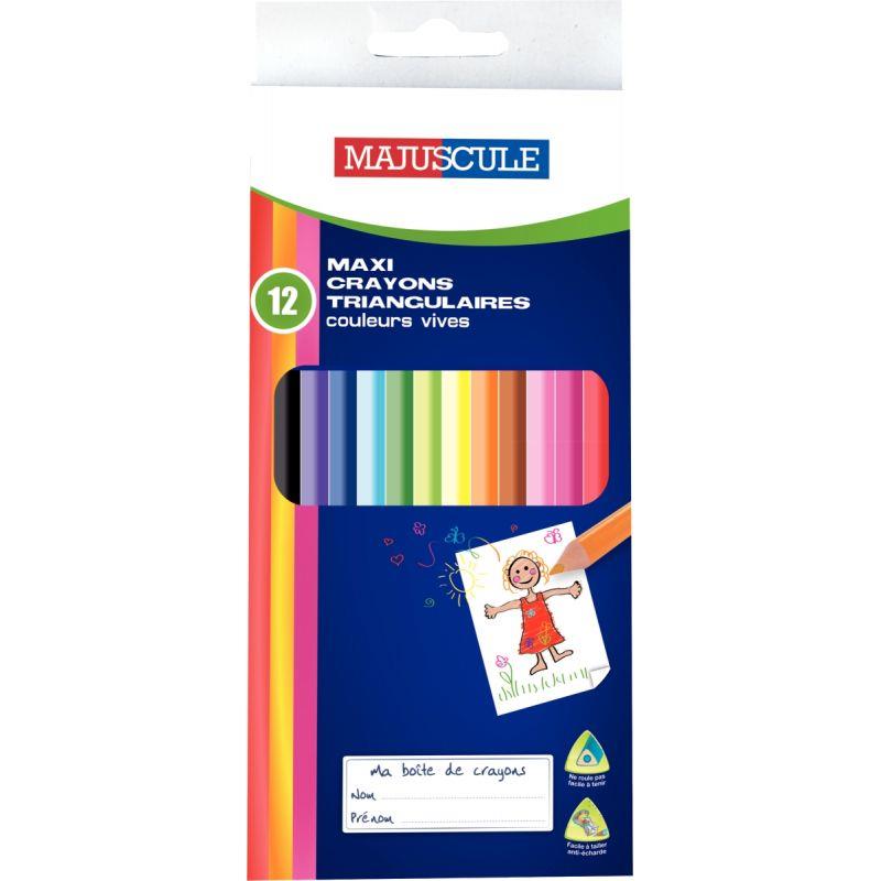 Image de  Pochette de 12 maxi crayons de couleur triangulaires assortis 