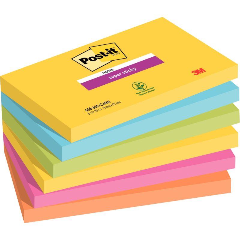 Image de  Paquet de 6 blocs de 90 feuilles Super Sticky post-it, 76 x 127 mm 
