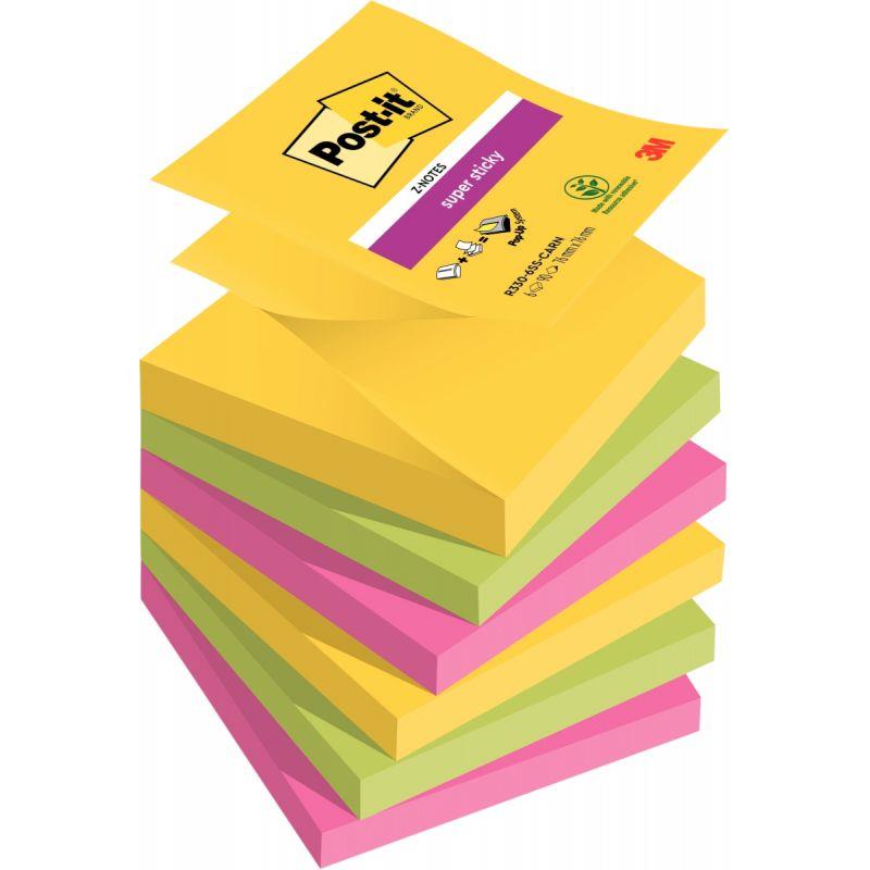 Image de  Lot de 6 blocs de 90 feuilles Z-Notes Super Sticky post-it, 76 x 76 mm, couleurs Rio de Janeiro 